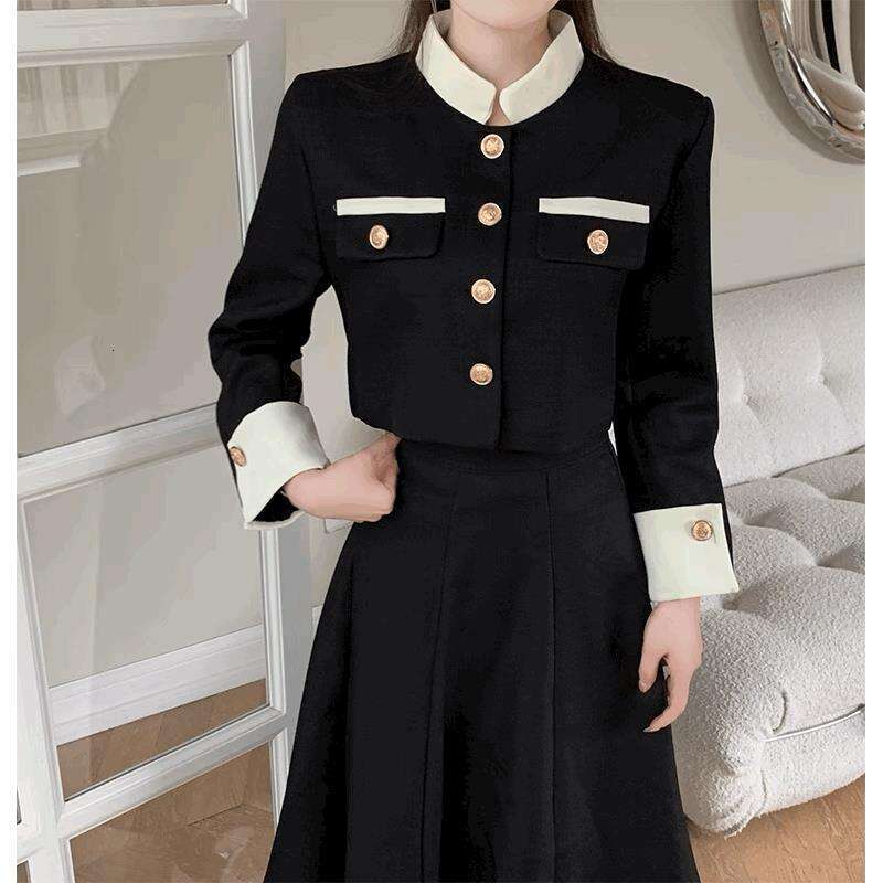 DHEssentials High-end Chanel-style Short Jacket Skirt for Women, Spring and Autumn French Socialite Elegant Fashion Long Sleeve Two-piece Set
