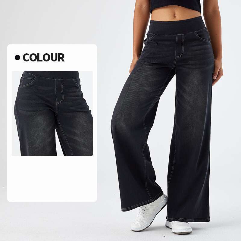 New Plus Size Denim Wide-Leg for Women High Waist Slimming Multi-Pocket Straight Loose Cat Whiskers Casual Pants