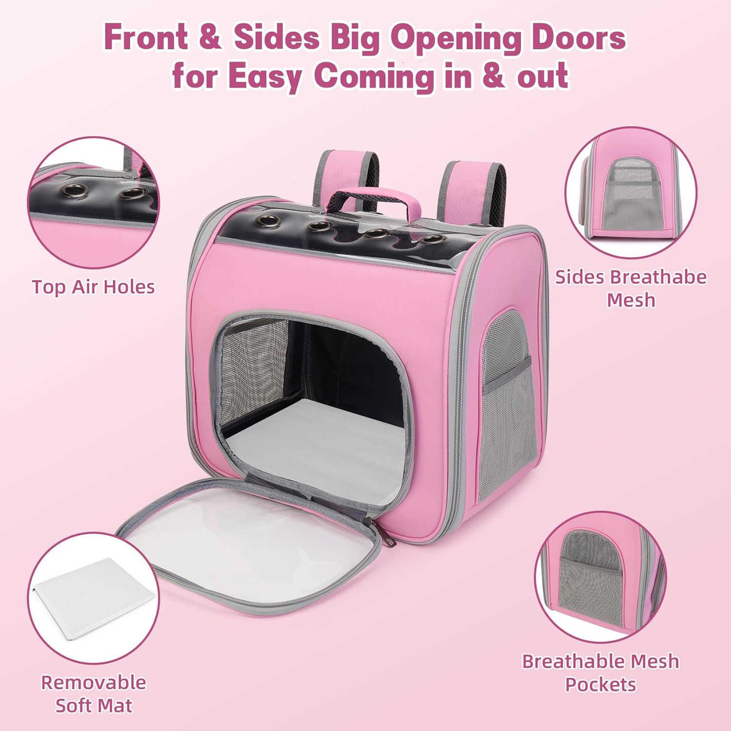 Backpack CAT Backpack Carrier with Breathable Holes Portable Pet Travel Carrier for MediumSmall CATs and Dogs Airline Approved Ideal for Outdoor Picni