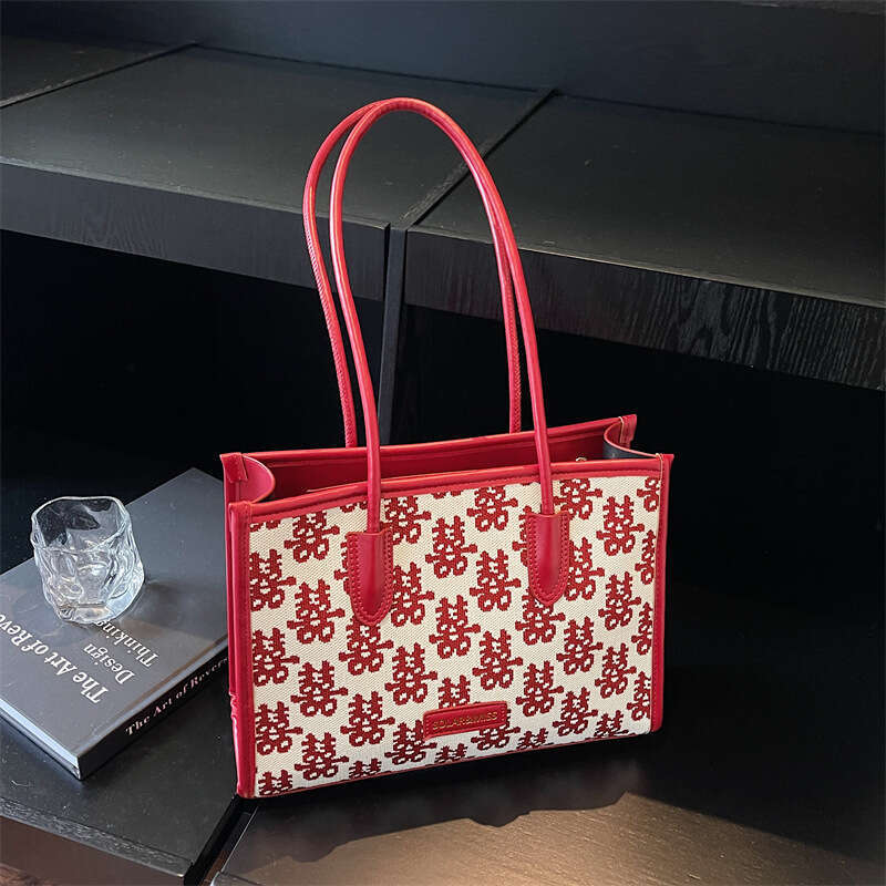 Wedding Bag Double Happiness Canvas Bag for Women Gift Money Red Envelope Xizi Handbag Chinese Style Large Capacity Bride Wedding Bags