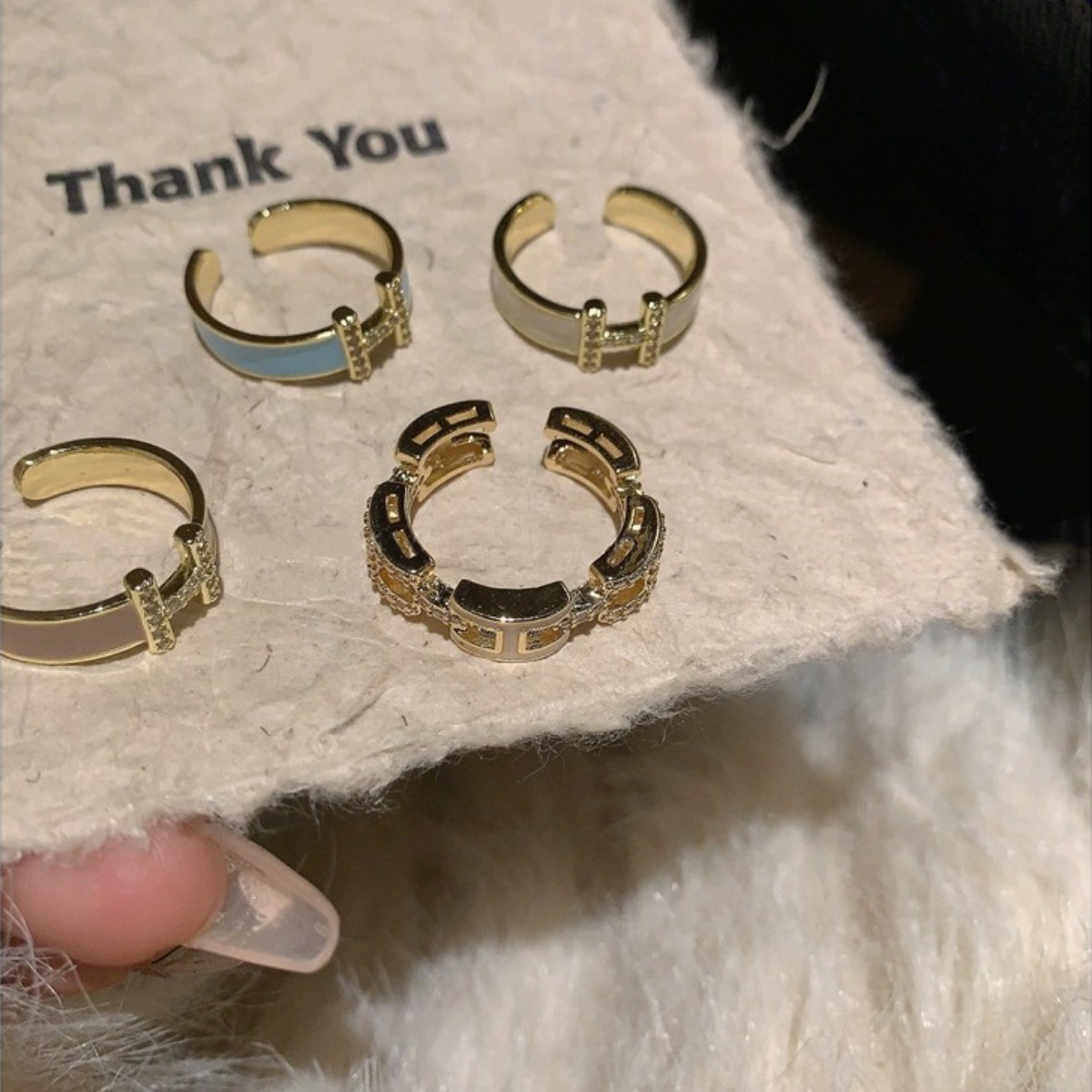 Fine Craft Letter H Light Luxury Enamel First Strong Female Drop Glaze 18CT Gold Advanced Adjustable Size Original Jewelry Designer Ring