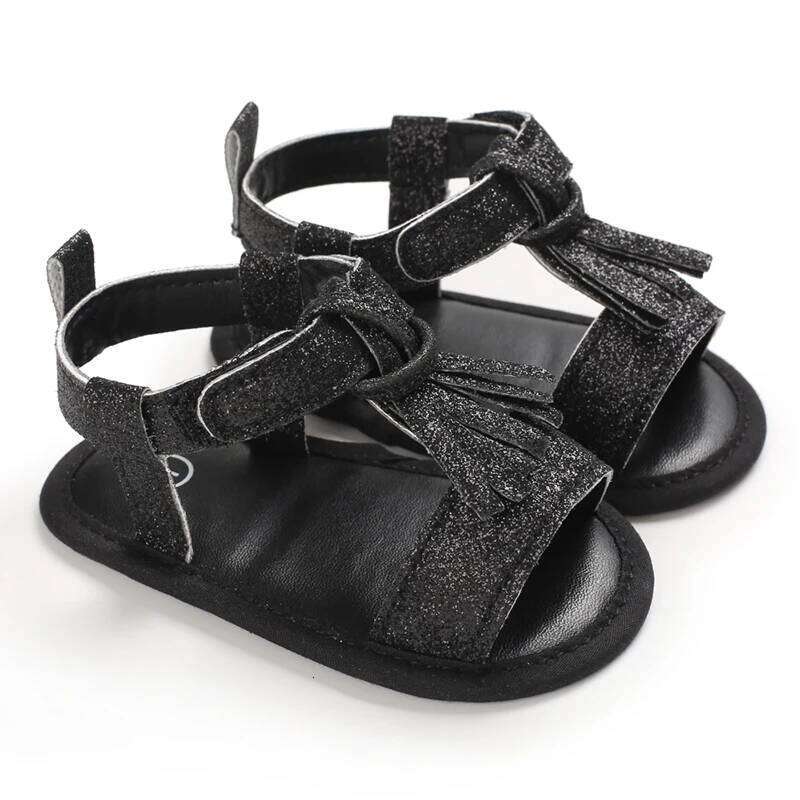 Summer Breathable Learning Shoes for 0-1 Year Old Tassel Sandals with Air Circulation Sequins Soft Soled Baby Footwear