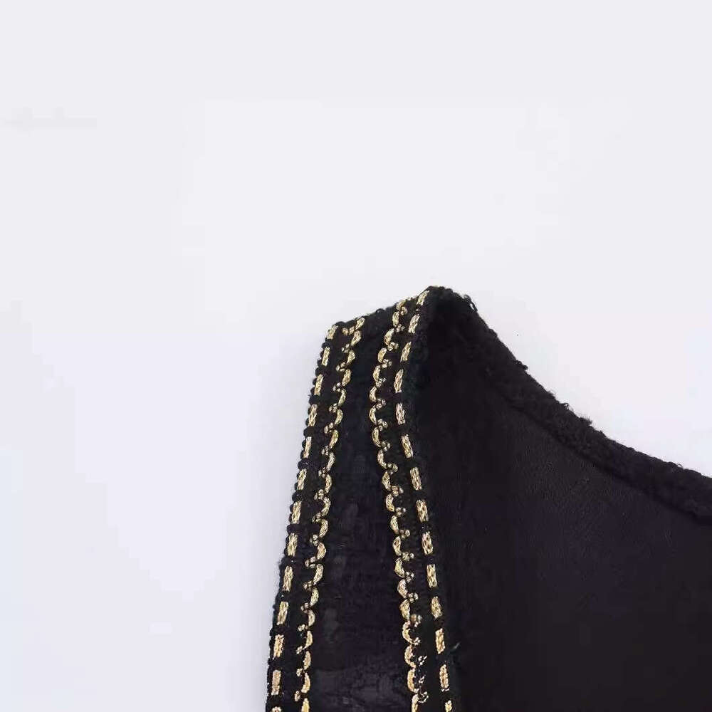 DHEssentials New Summer Fashion Small Fragrance Style Low Neck Sleeveless Single-Breasted Black Dress for Women