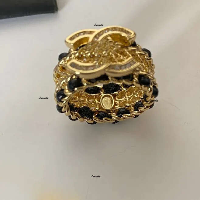Designer chan Ring Luxury Brand Letters Rings Gold Plated Brass Copper Open Band Rings Fashion Crystal Ring For Women Wedding cc Jewelry Gifts NEW 219