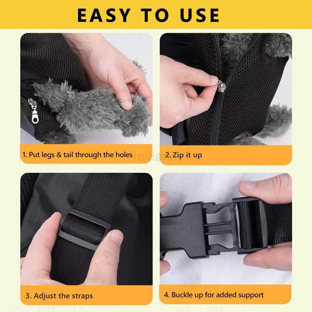 Dog Carrier Backpack Adjustable Puppy Front Carrier Backpack Ventilated Dog Chest Carrier for Hiking Camping Travel Sling Bag for Small Medium Dog Cat