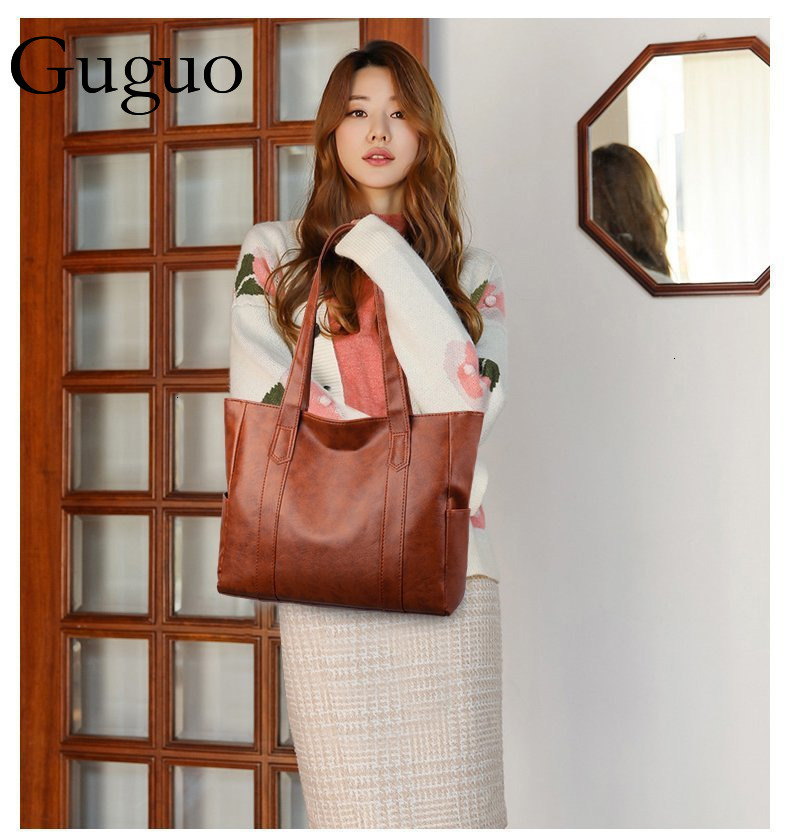 Guguo Free Shipping New Designer Bag Large Bag For Women 2025 Fashion Large Capacity Women's Bag Elegant Simple Handbag Soft Leather Texture Tote