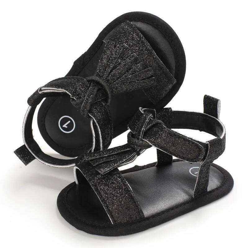 Summer Breathable Learning Shoes for 0-1 Year Old Tassel Sandals with Air Circulation Sequins Soft Soled Baby Footwear