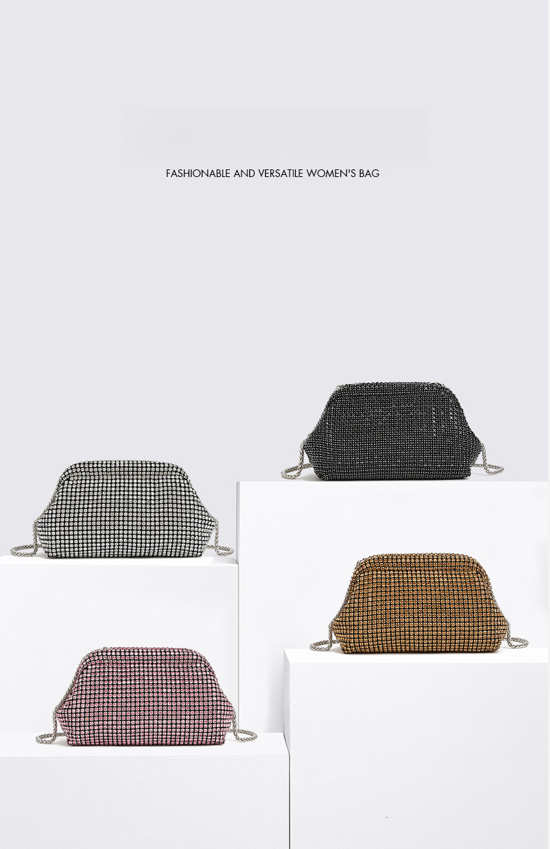 TB BHULAMTE Luxury Designer Bag 2025 French Light Luxury Diamond Inlaid Shell Bag Water Diamond Evening Dress Bag Women's Handheld Diamond Inlaid