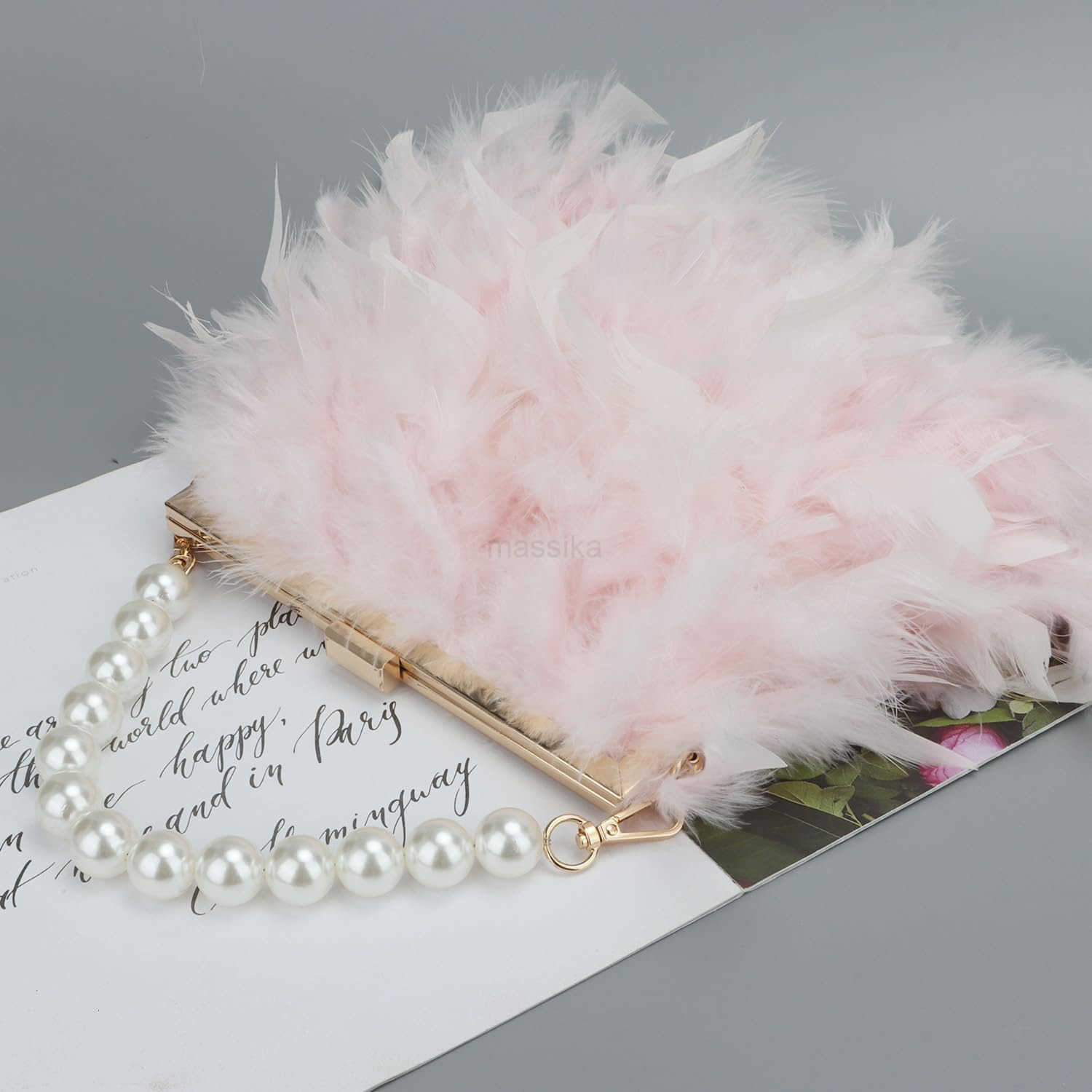 Women Feather Clutch Purses Fluffy Feather Evening Handbags for Wedding Banquet Party M250912