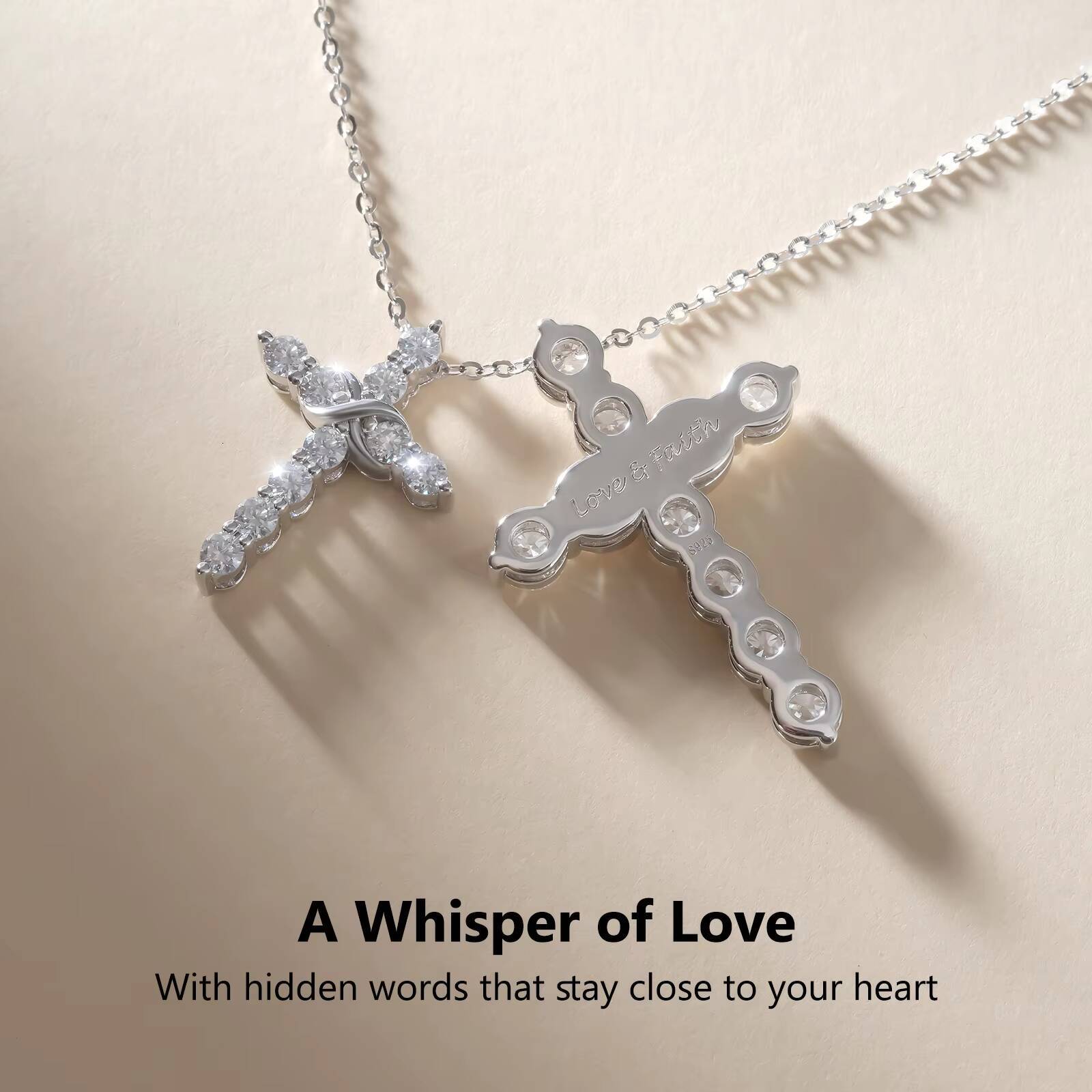 Dainty Moissanite Cross Jewelry Gifts Women MEN 925 Sterling Silver VVS1 Lab Created Moissanite Diamond Faith Pendant Necklace