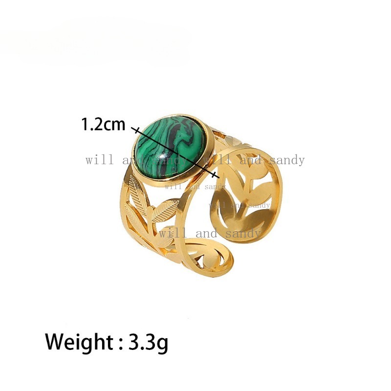 Non Tarnish 18k Gold Plated Natural Gemstone Ring Band for Women Open Adjustable Finger Tail Chunky Stacking Rings Wedding Promise Ring Wife Birthday 