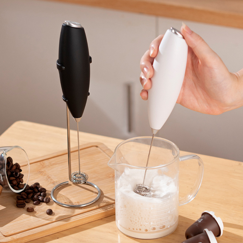 Electric Milk Frother for Coffee - Small Stirrer with New Egg Beater Design