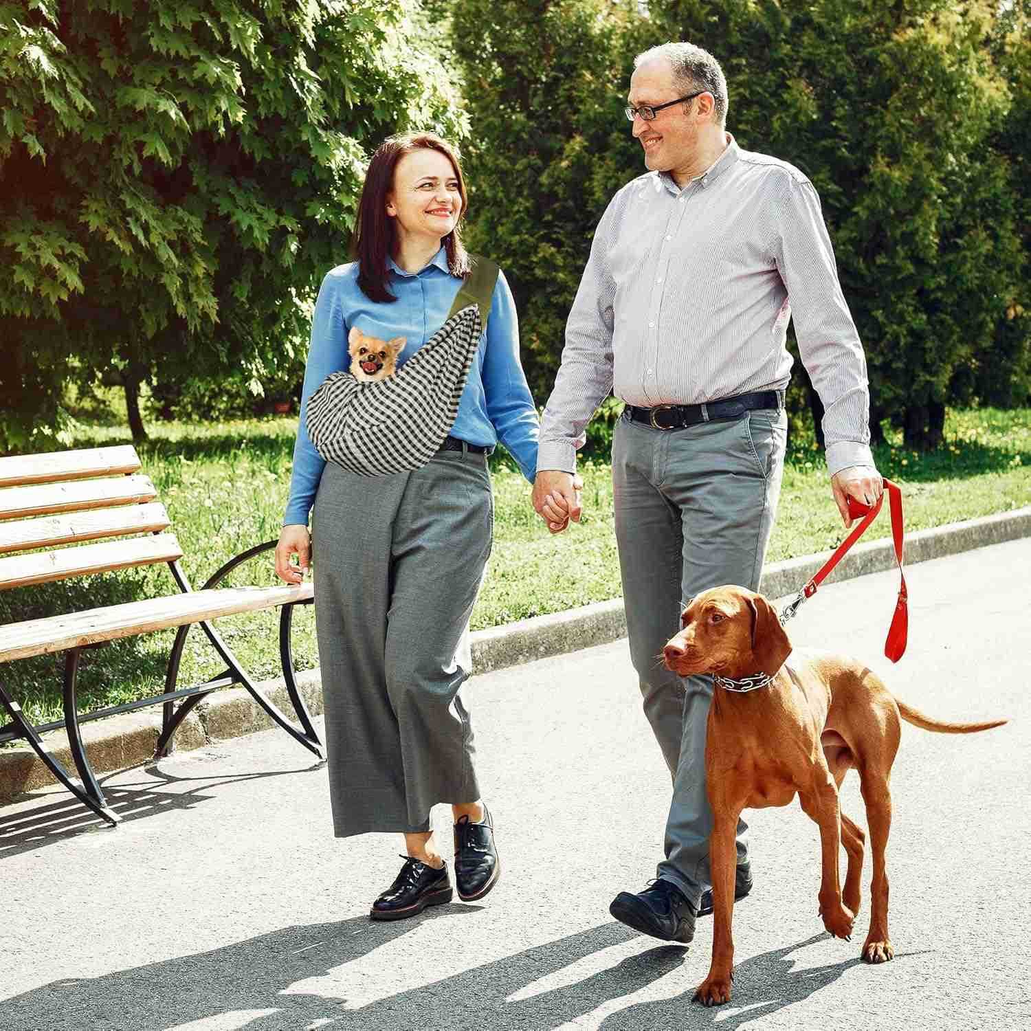 Dog Sling Carrier for Small Dogs Cats Reversible Soft Pet Carrier Adjustable Strap HandsFree Puppy Carrier for Dogs 015 lbs Lightweight Comfortable Sl