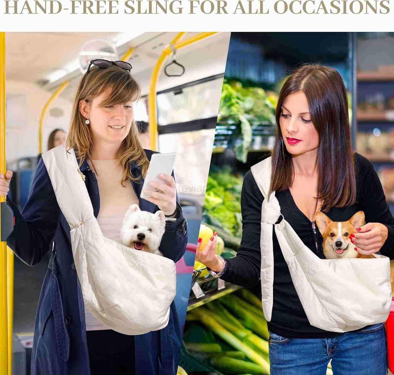 Dog Sling DIY Strap Puppy Carrier Sling for 512lbs Small Dogs Ultralight Cat Travel Purse with Mesh Bag Pets Papoose Carrier Foldable and Machine Wash