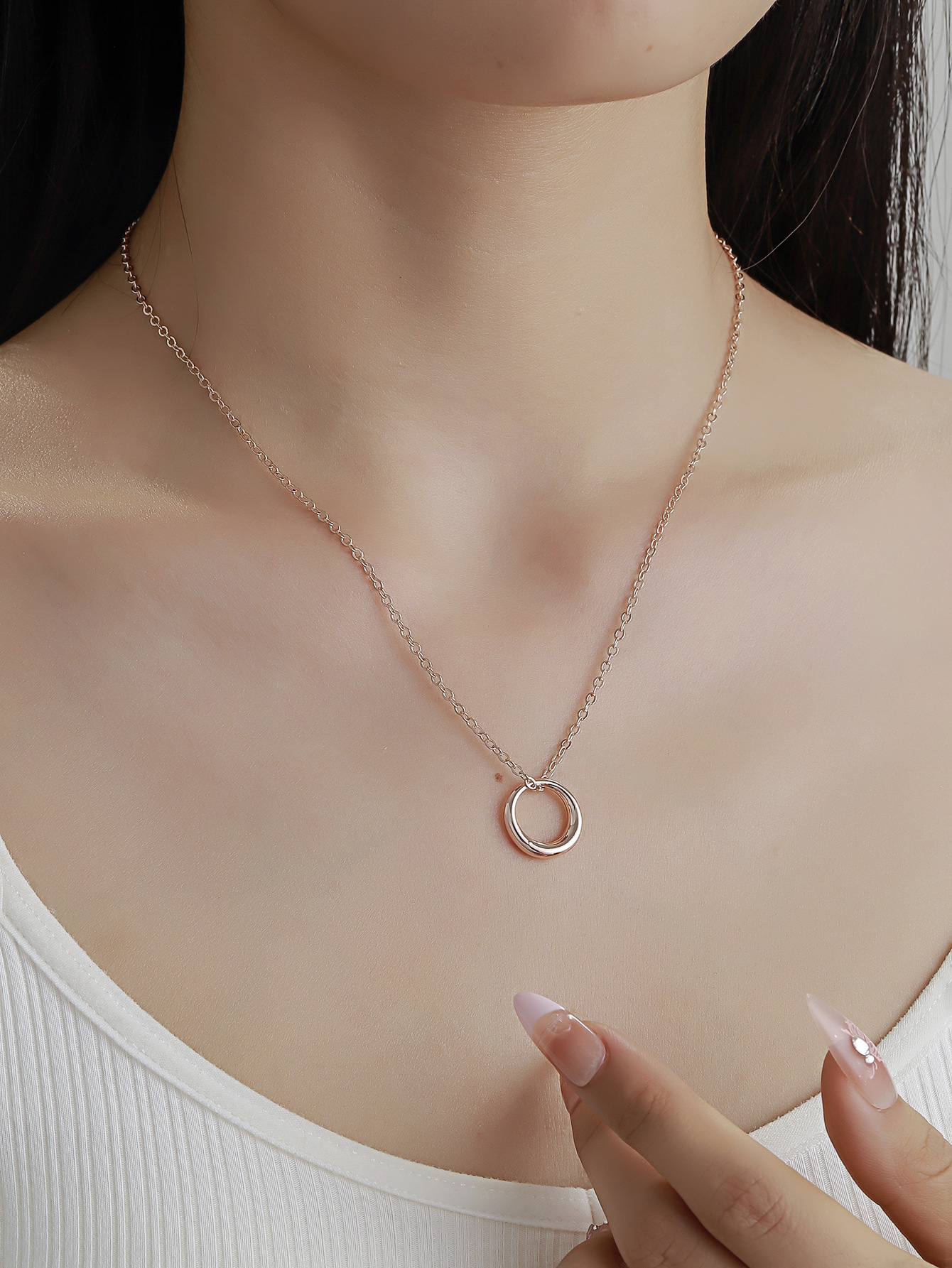 Niche Alloy Circle Simple Necklace Women's Accessories Gift for Daily Use