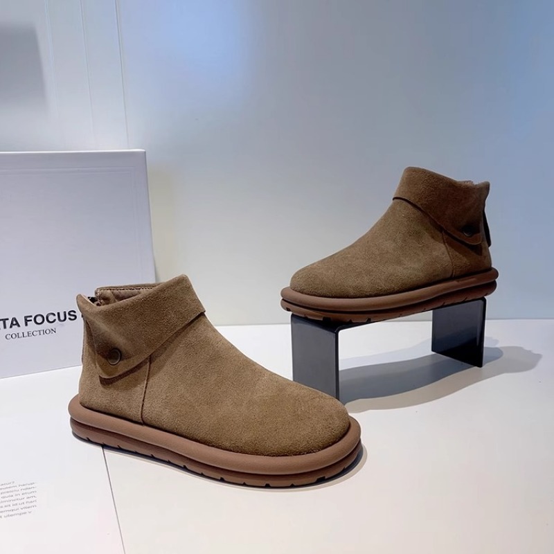 Designer shoes free shipping 2025 Winter New Versatile Boken Shoes with Velvet Warm Flat Casual Short Boots for Women brown khaki