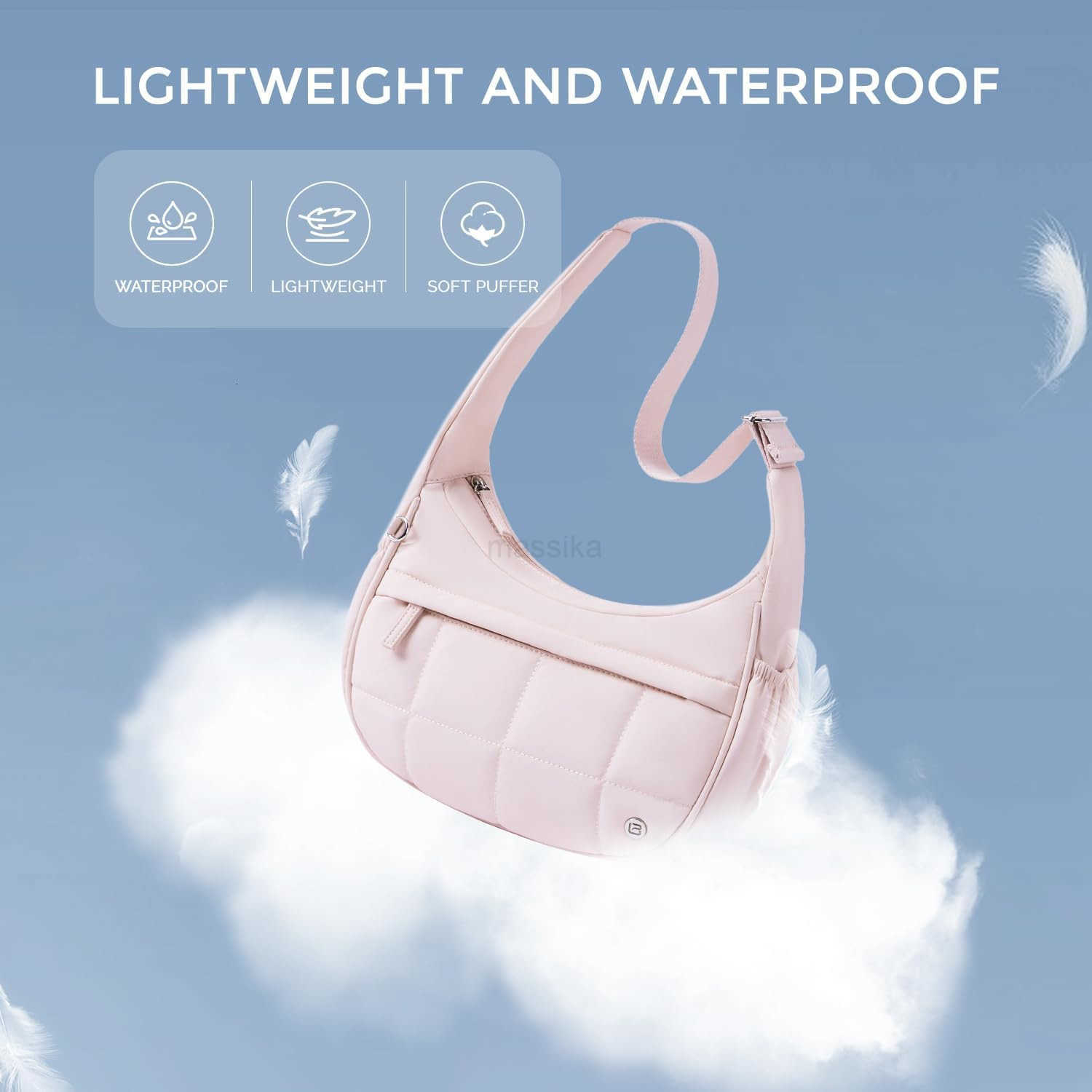 Nylon Shoulder Bag For WomenSmall Quilted Crescent BagTriple Zip Pocket Small Puffer Bag For TravelFitness M250912