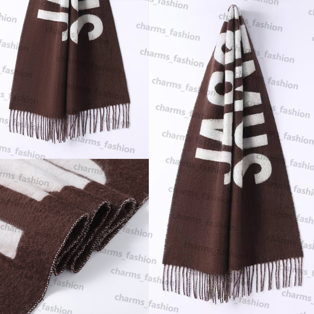 Designer scarf Wool fringe scarf 100% Cashmere Scarf New Long Shawl Soft and Comfortable Luxury Double Sided Tassel Scarf Letter tassel shawl Cream scarf with box