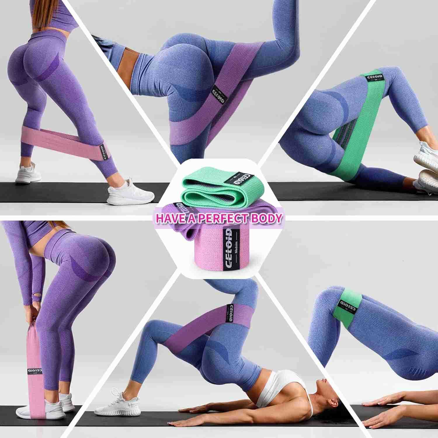 Resistance Bands Set Exercise Bands with NonSlip Design for HIPS Glutes 3 Levels Workout Bands for Women and Men Booty Bands for Home Fitness Yoga Pil