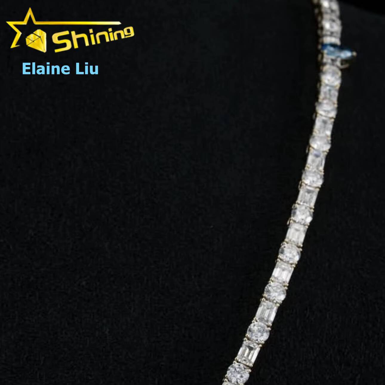 Iced Out Lad Diamond Hip Hop Fine Jewelry VVS Moissanite Tennis Necklace Men Sterling Silver 925 Tennis Chain Necklace