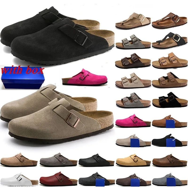Designer Clogs Sandals Clog Slippers Cork Flat High Quality Fashion Summer Genuine Leather Slide Favourite Beach Casual Shoes Women Men Size 35-45
