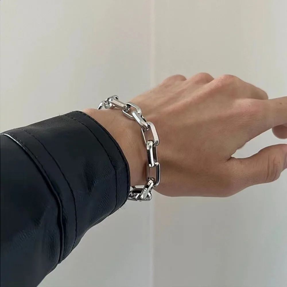 Mens Cuban Thick Chain Industrial Style Hiphop Punk Trendy Hand Stainless Steel Cross Chain Bracelet 250911