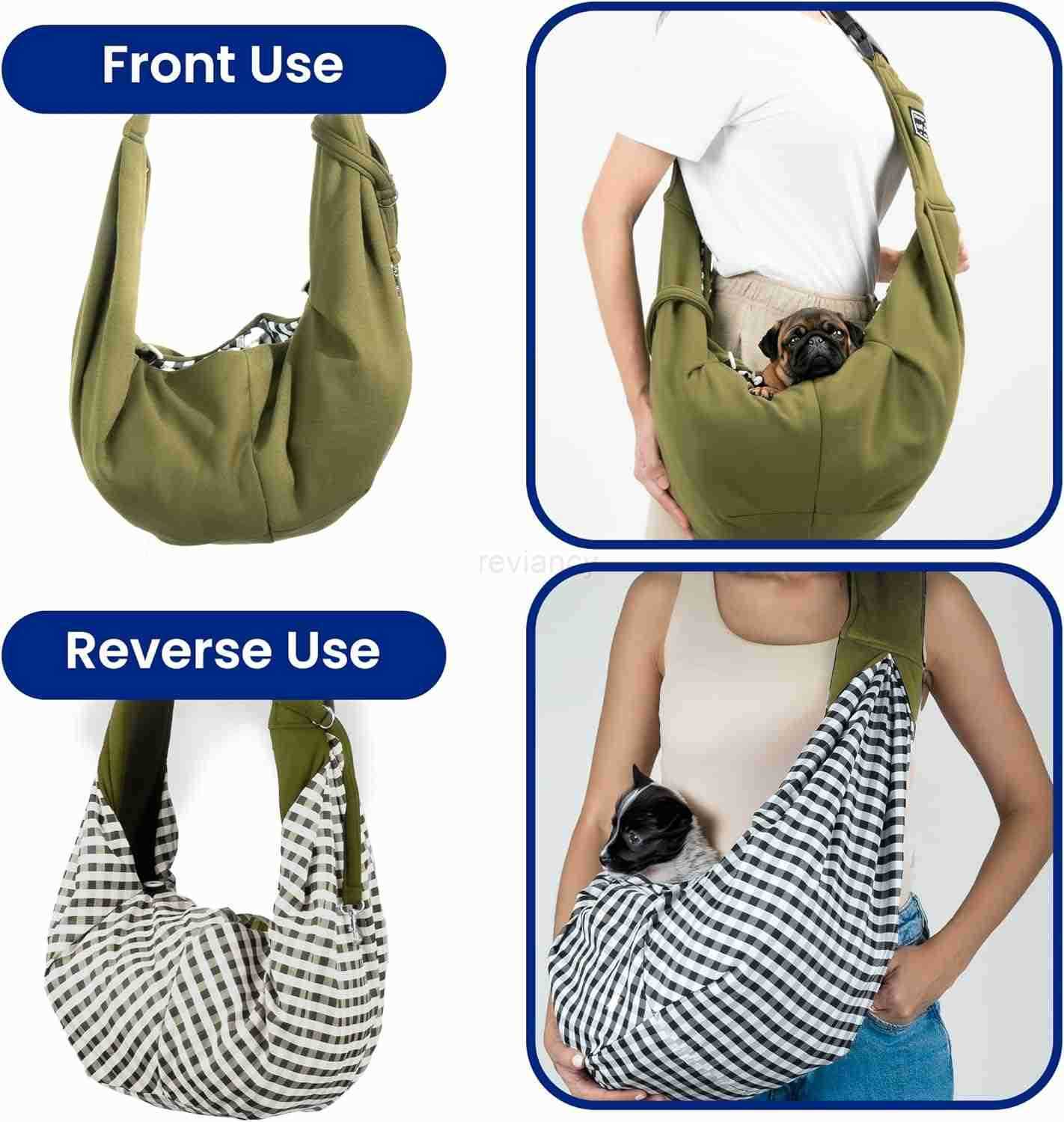 Dog Sling Carrier for Small Dogs Cats Reversible Soft Pet Carrier Adjustable Strap HandsFree Puppy Carrier for Dogs 015 lbs Lightweight Comfortable Sl