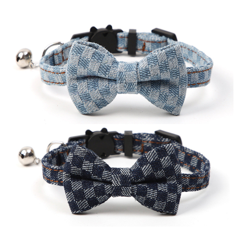 Designer Pet collar - Cat bell collar - Checkered cute Teddy dog collar - Small-sized puppies
