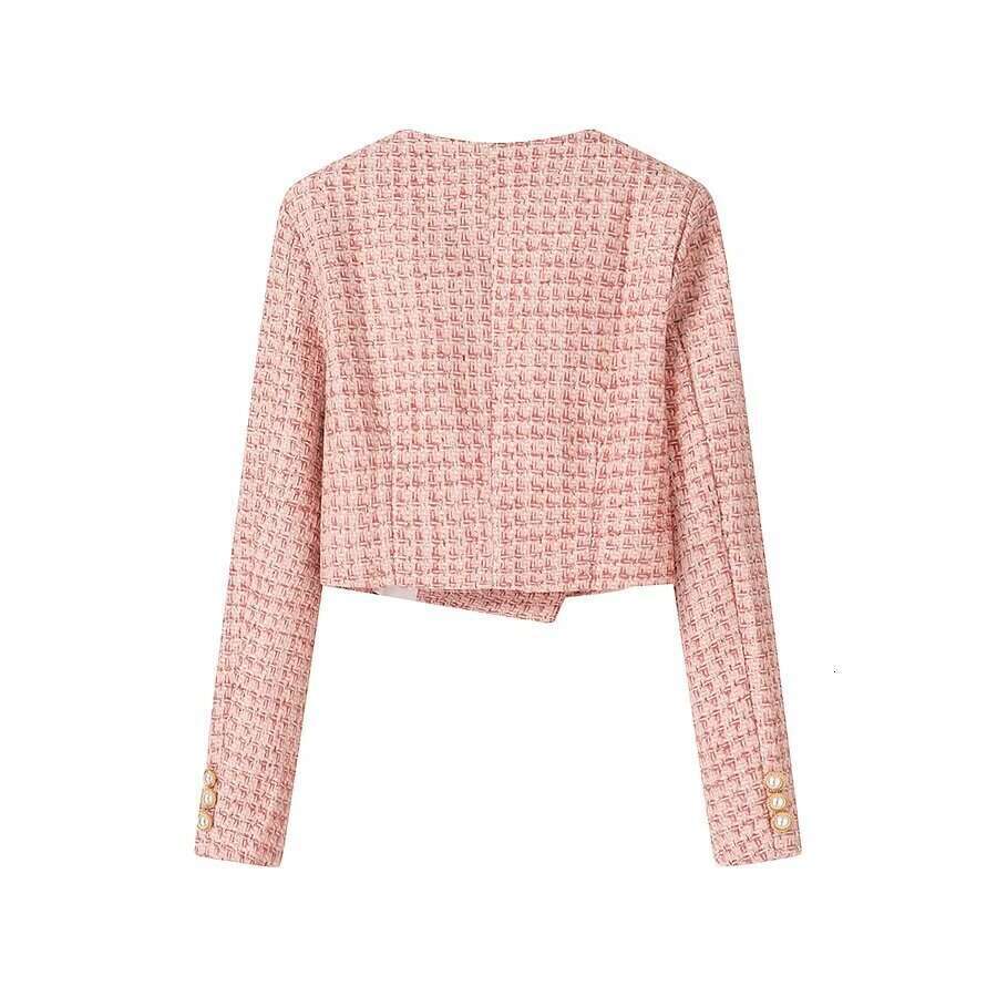 DHEssentials 2025 Spring New French Style Fashionable Versatile Double-Breasted Square Collar Long Sleeve Short Coat