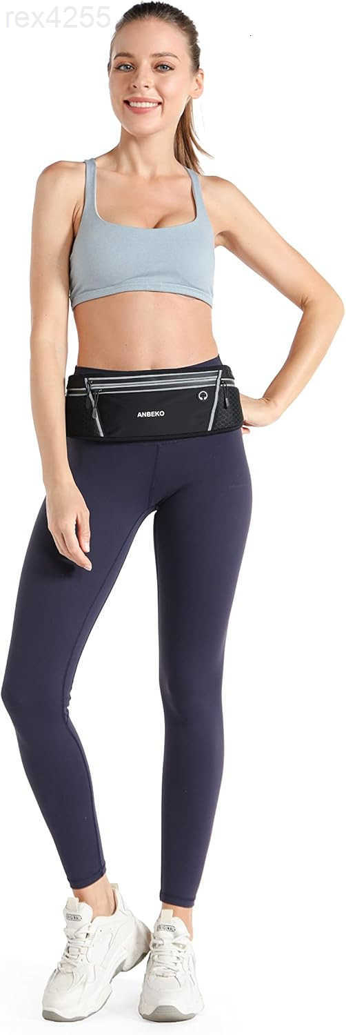 Running belt for Men Women with Extender Large Capacity Runner Waist Pack with 4 PocketsHiking Travel Camp Running Workout Belt BagReflective No Bounc