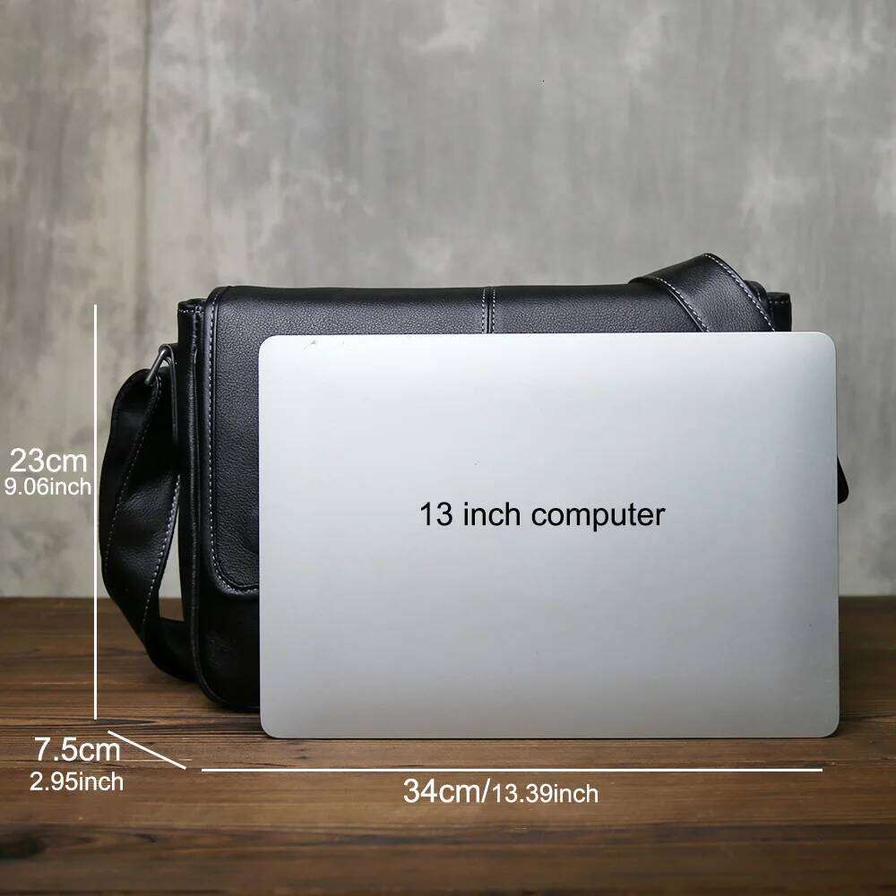 Genuine Leather Classic Men's Crossbody Fashionable Top Layer Cowhide Irregular Mailman Bag Suitable For 13 inch Computers