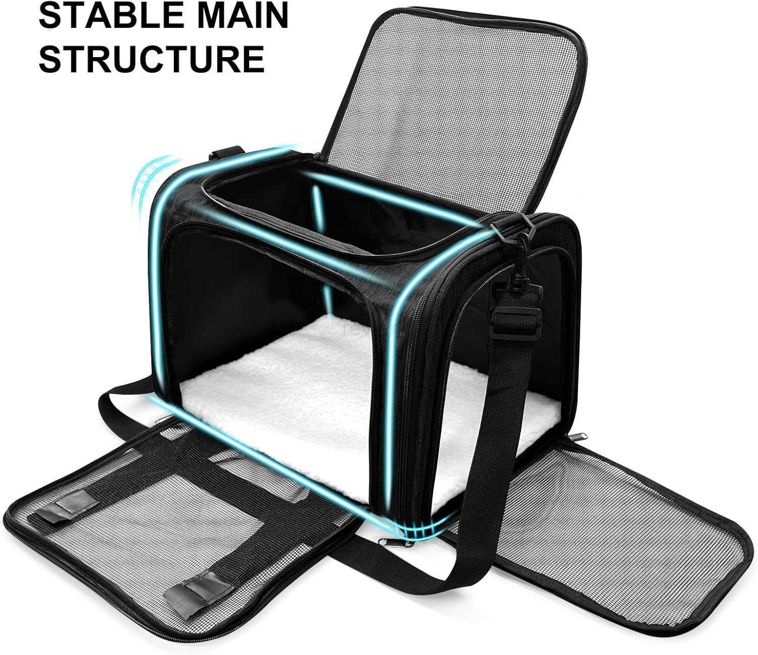 Dog Carrier for Pets Up to 25 Lbs Collapsible Travel Carriers for Puppy with Shoulder Strap and Removable Mat 20x13x13 Inch BlackW250912