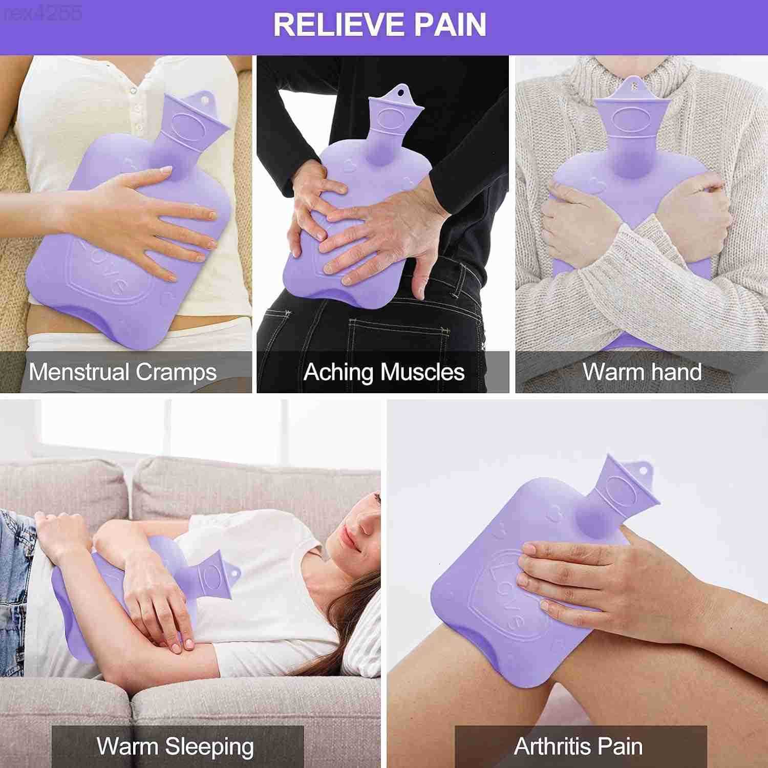 Water Bag Hot Water Bottle wtih Cover 1L Rubber Warm Hot Water Bottles Pouch with 130cm Long Soft Waist Cover for Neck Shoulder Back Hand Legs and Per