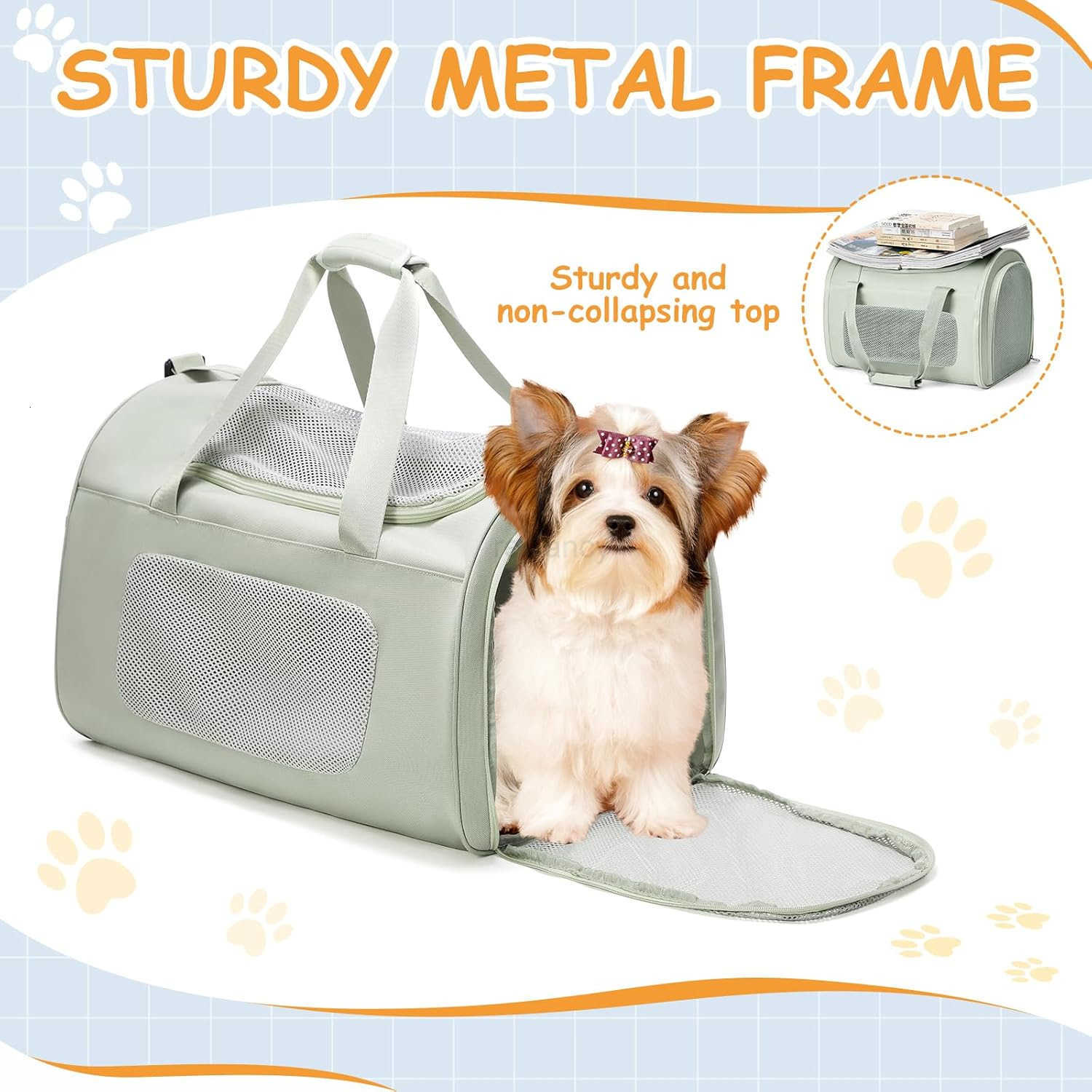 Large Cat Carrier SoftDog Carrier Airline Approved with Soft SidedDog Carriers for Small DogsMesh Pet Carrier Holds up to 20lbsGreenW250911