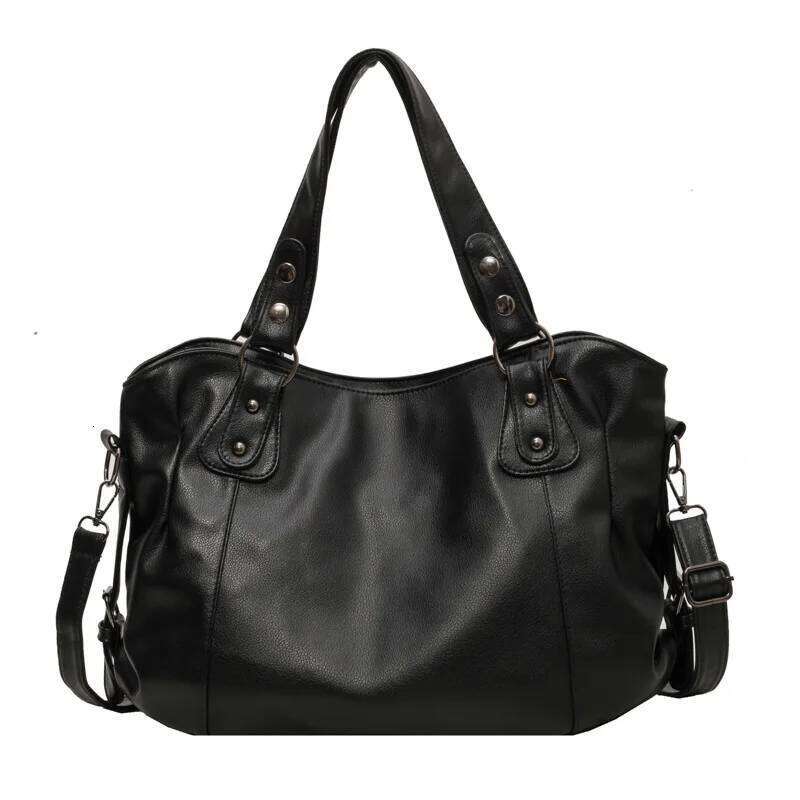 Capacity Black Shoulder Bags For Women Large Shopper Solid Color Soft Leather Crossbody Handbag Lady Travel Tote Bag