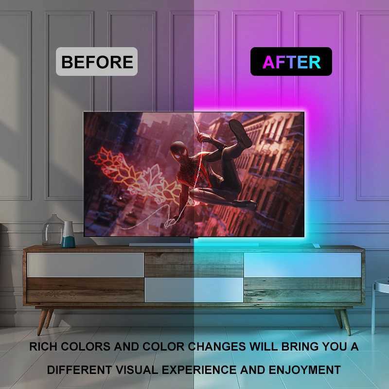 30ledsm Led Strip Lights 5V Usb Rgb5050 Bluetooth Control Adhesive Flexible Led Tape Ribbon For Gaming Room TV Backlights C250912