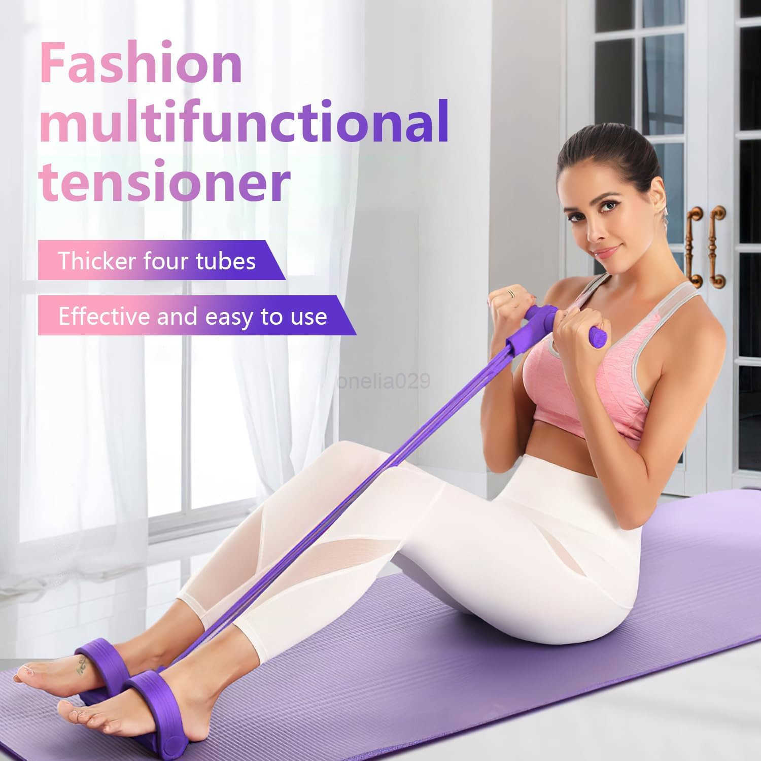 21 Fitness Resistance Bands4 Tube Pedal Ankle Puller2025 Upgrade Stretch Bands for ExerciseAB Training Auxiliary DevicePedal Resistance Band with Hand