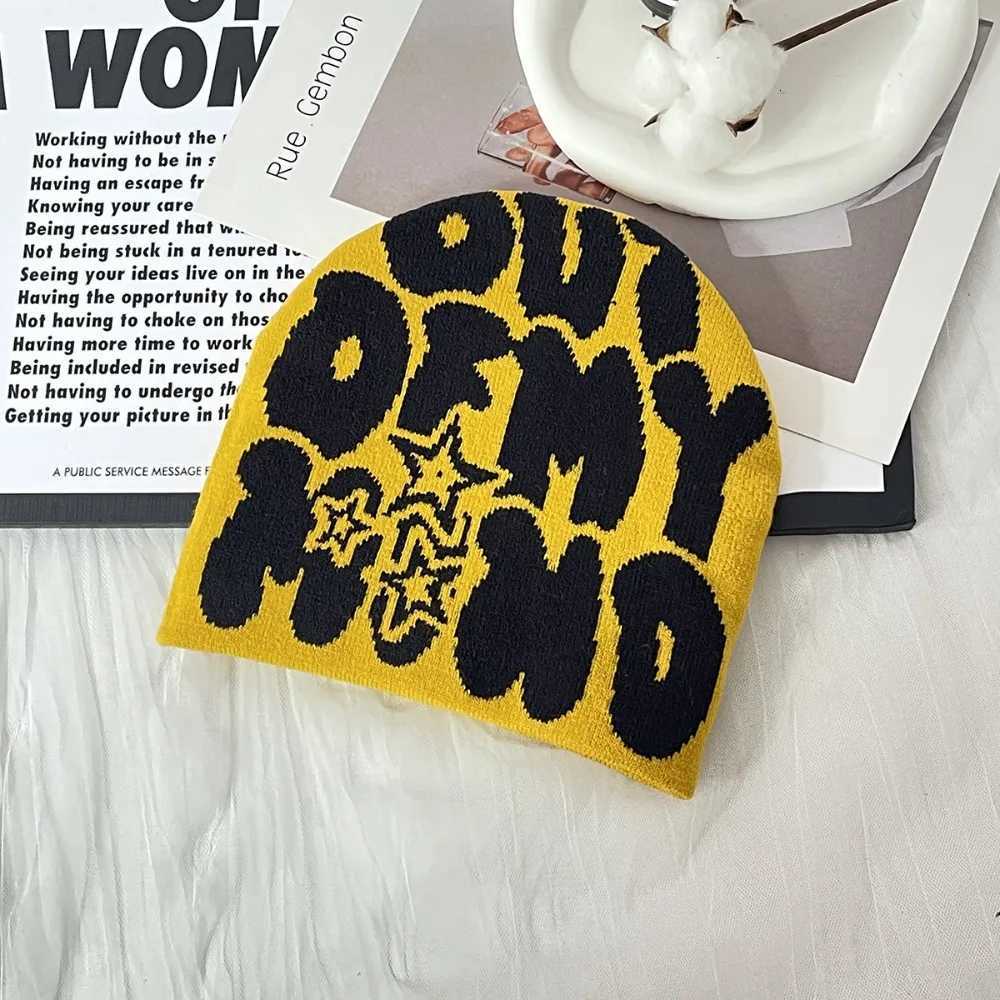 2025 tter Jacquard Knitted Hat Men Wen Y2k Winter Pop Harajuku Vintage Warm Hip Hop Unisex Fashion G250910