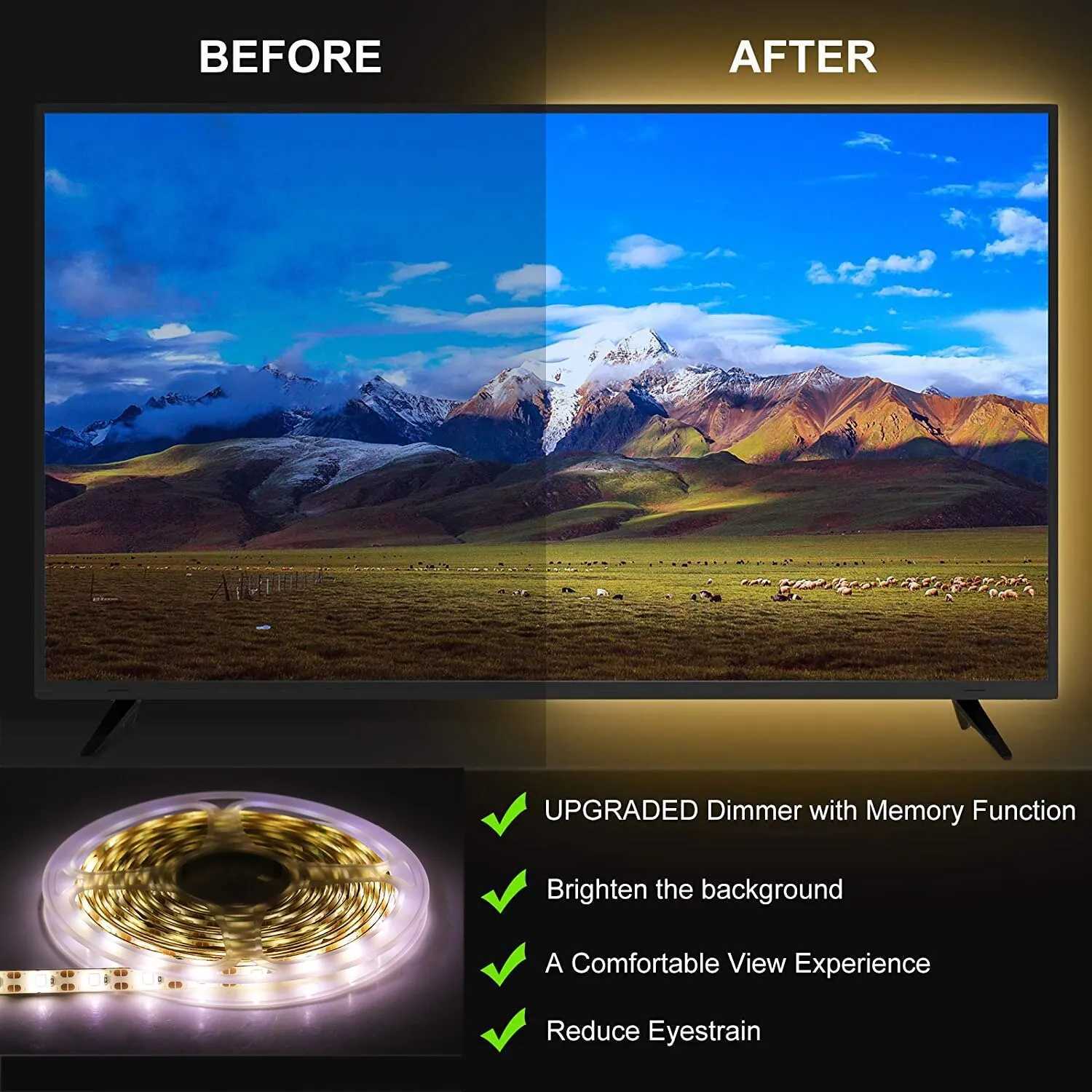 1M3M5M USB LED Strip Light 5V 30LEDsm 2835 Dimmable Flexible Lamp Tape For TV Backlight Room Kitchen Lighting Lamp Decoration C250912