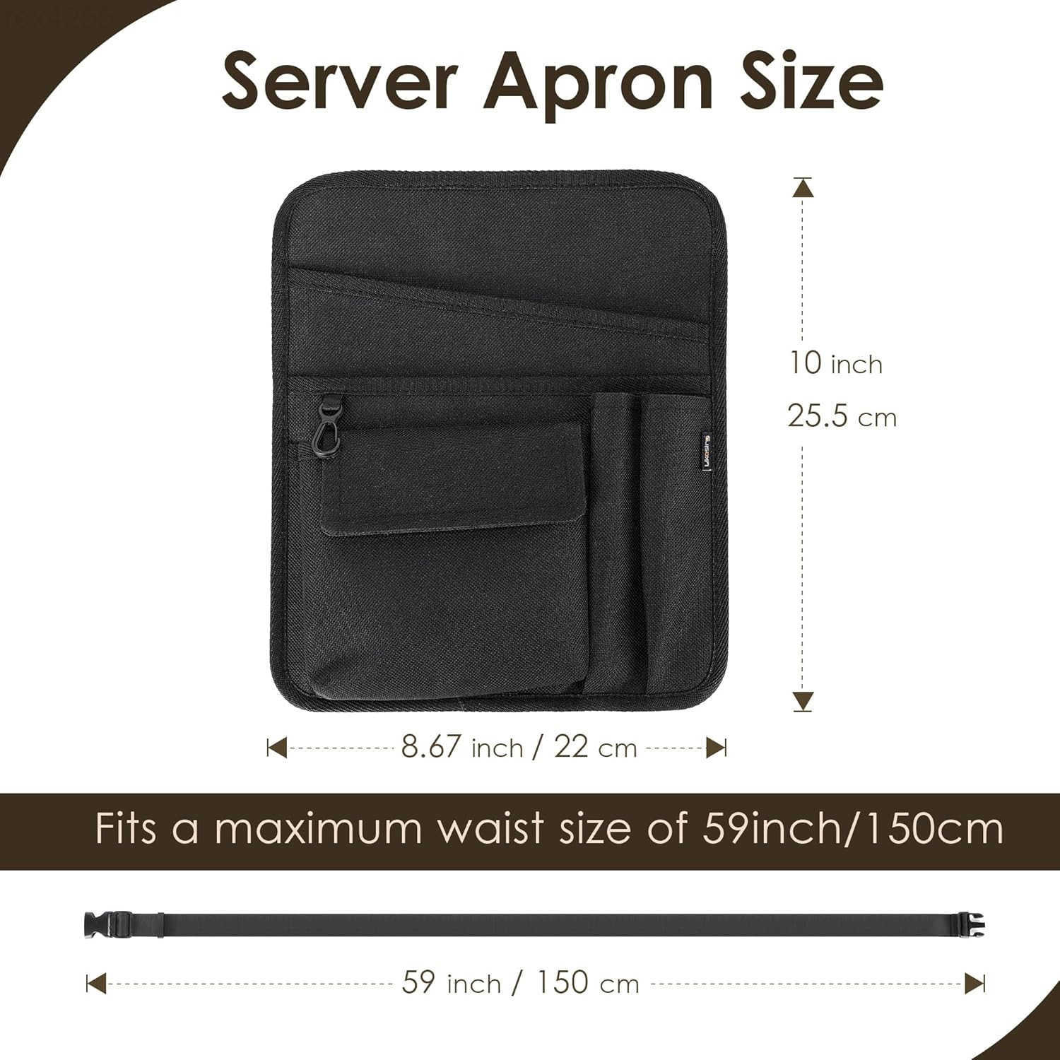 Apron Waist Pouch Restaurant Waiter Waist Tool Pouch Bag with Adjustable Belt Utility Money Bag Working Serving Apron with Pockets for Waitress for Re