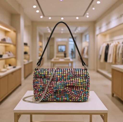 TB BHULAMTE designer bag 2025 Cross-Border New Classic Small Luxury bag Square Bag Bowknot Evening Handbag Rhinestone Clutch Shoulder Bag Full Rhinest