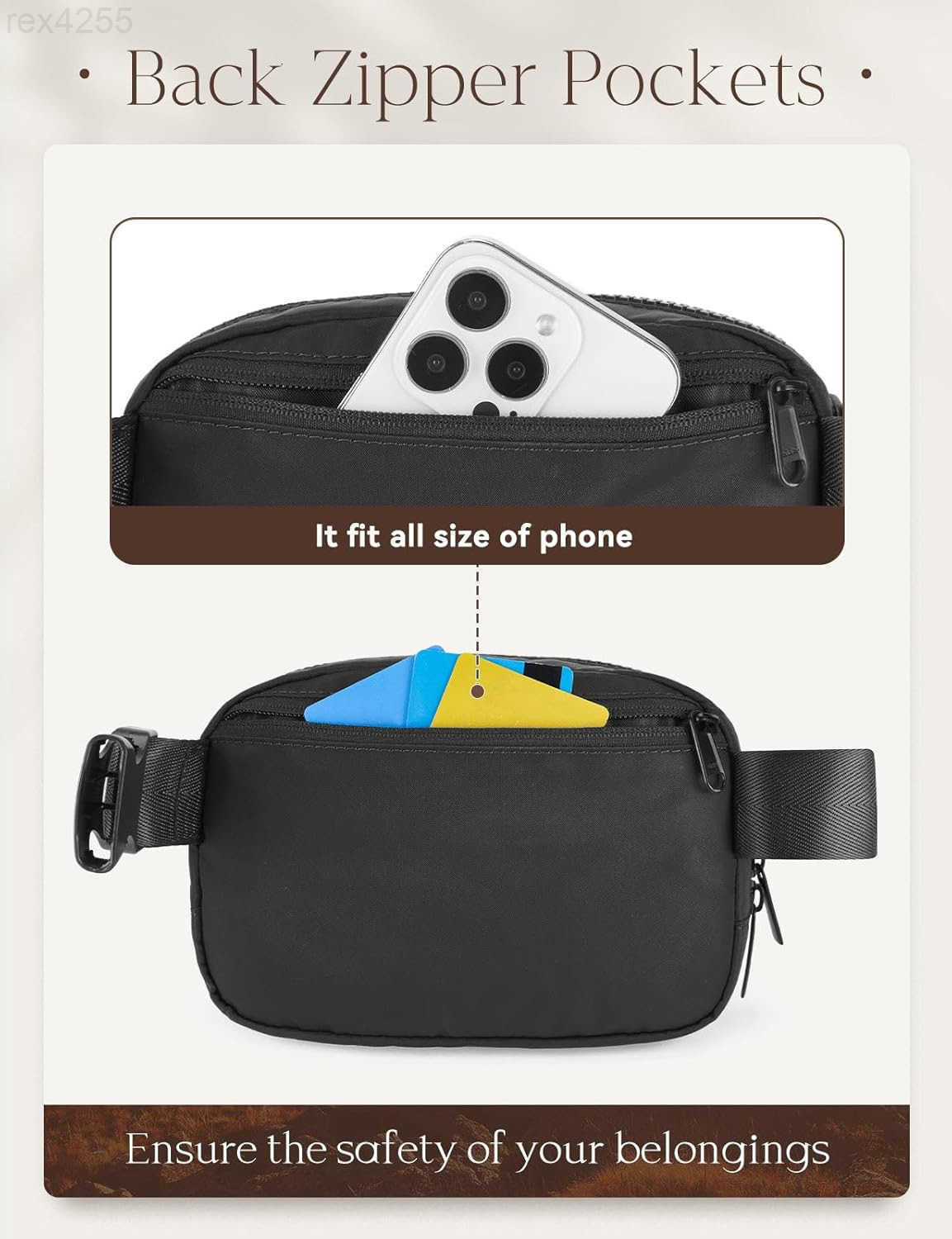 Fanny Pack for Women Belt Bag Water Resistant Fashion Crossbody Waist Packs Adjustable Strap Black 1LW250912