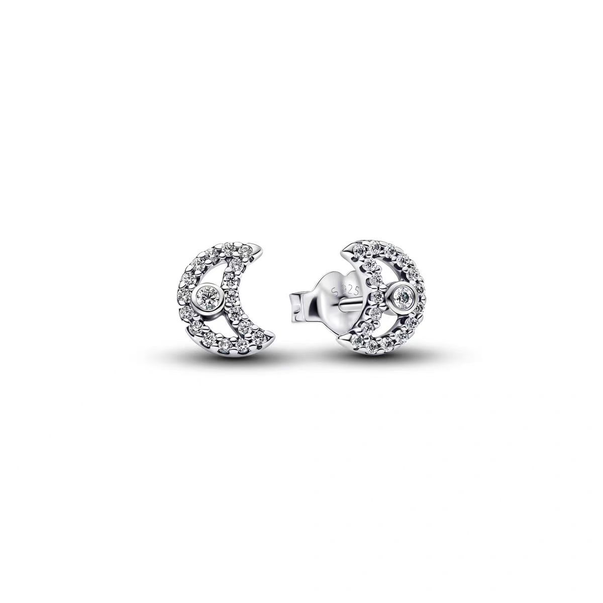 925 Sterling silver New Love Eternal Heart Earrings Bow Earrings Water Drop Versatile Moon Earrings