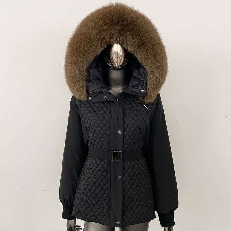 Women's Clothing Hooded Short Slim Waist Down Jacket Women's Petite Temperament Parka Coat Winter New