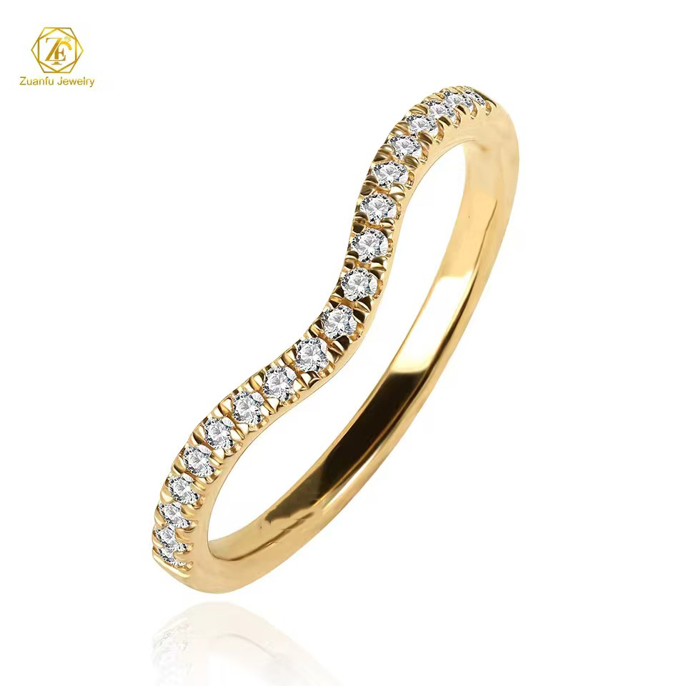 18K Yellow Gold 1.3mm FG VS Round Natural Diamond Half Band Eternity Ring for Fashion Engagement Daily Wear