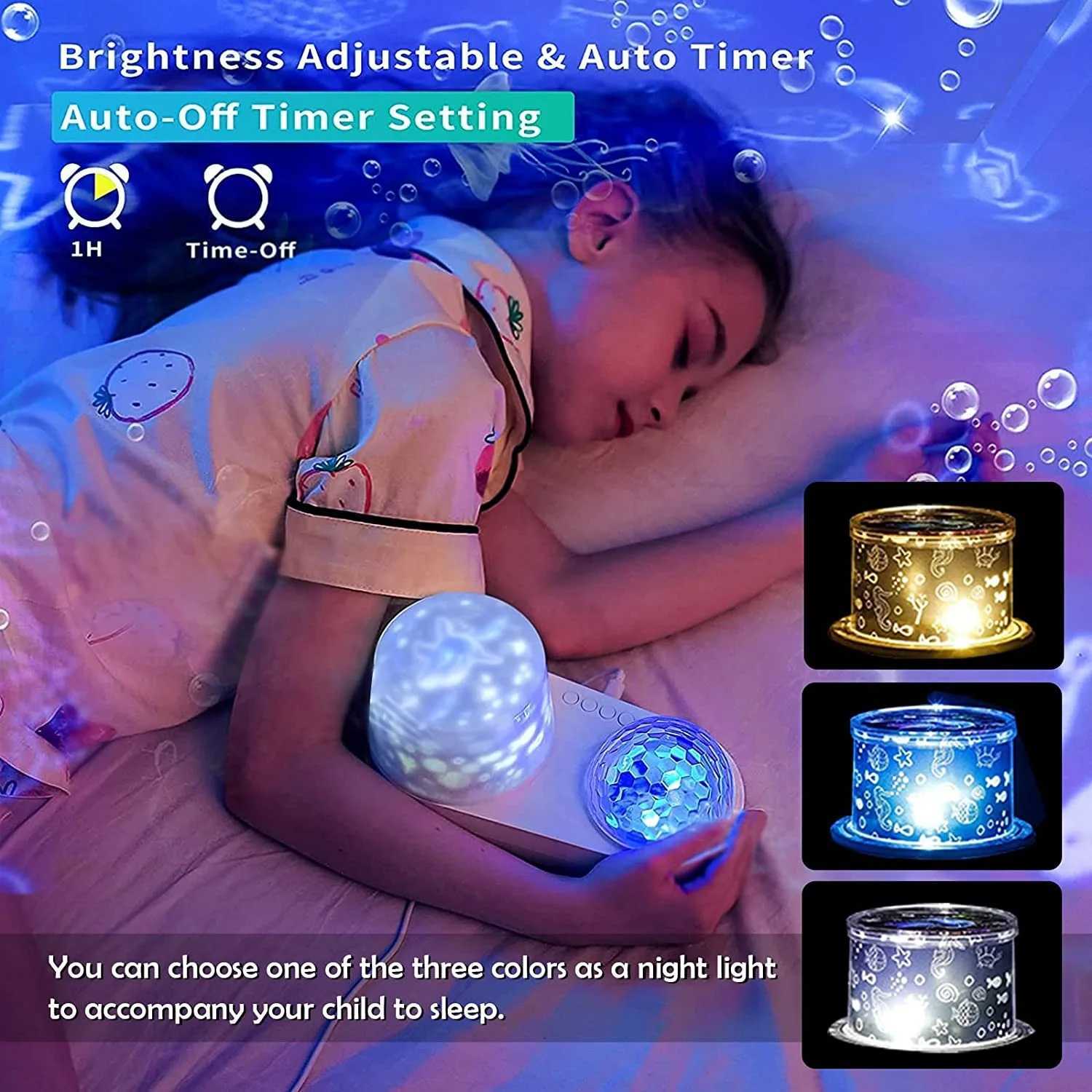 Ocean Light Projector for Bedroom Led Star Galaxy Sky Wave Color Rotating Underwater Wall Projection 3D Lamp Stereo Kids Gifts C251122