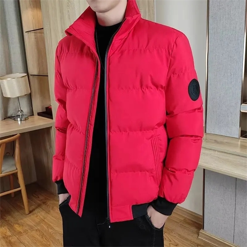 Winter Fleece Lined Thermal Thick Men Jackets Fashion Warm Coat Parkas Loose Korean Style Puffer Outwear Red Black Parka y250911
