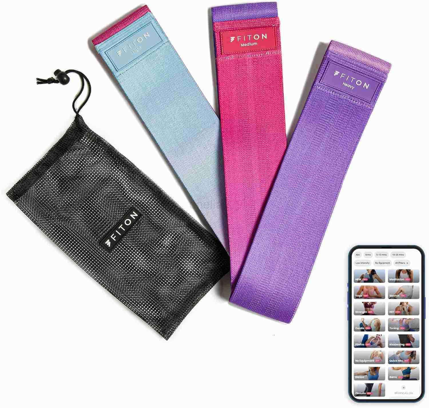 Resistance Bands for Workout NonSlip Rubber Stretch and Hip Bands with Knitted Rubber 3 Resistance Levels Elastic Exercise Gear for Thighs Butt Home F