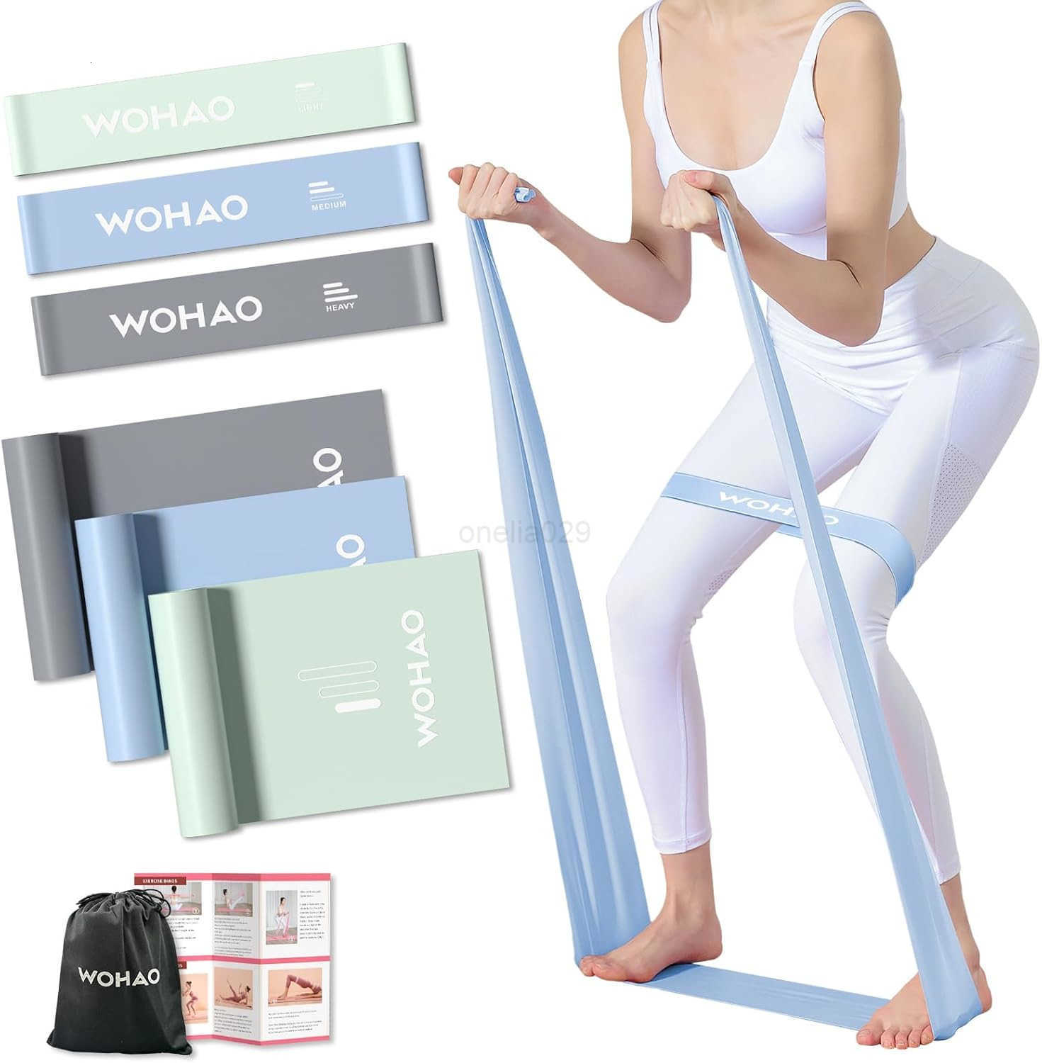 Resistance Band Set Two Resistance Levels Stretch Bands for Working Out Women or Men Strength Training Home Fitness Toning Stretching Yoga Pilates W25