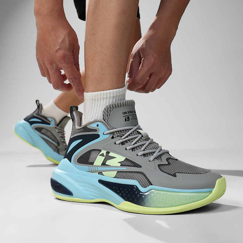 Free Shipping Practical basketball shoes with high top mesh breathable wear-resistant anti slip sports shoes high school basketball training shoes for